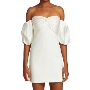 Cinq à Sept Teagan Ivory Off-Shoulder Puff Sleeve Mini Dress Size 10